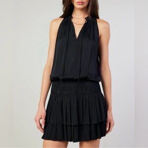 Current Air Black Halter Pleated Mini Dress